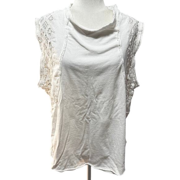 Free People “Table For Two” Tunic White Lace Knit Sleeveless Boho Romantic (S) - Picture 2 of 7